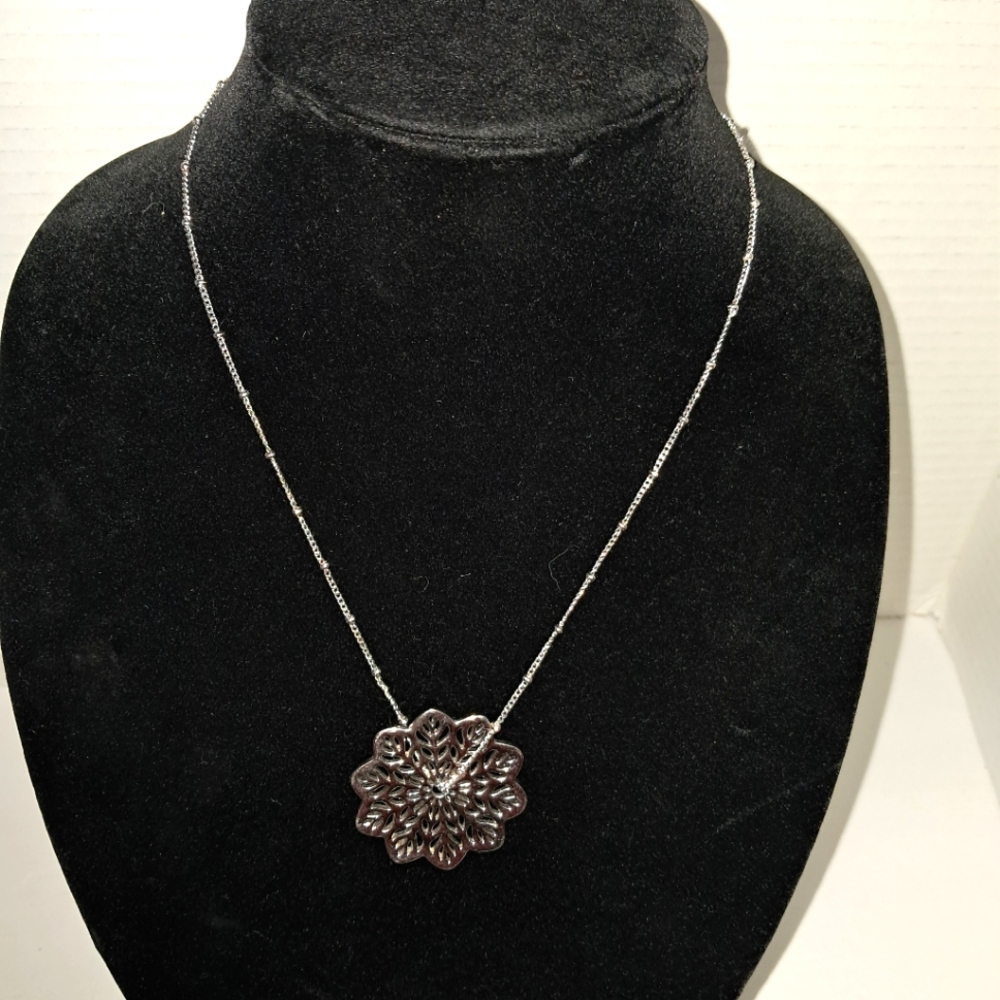 Cookie Lee Silvertone Snowflake Necklace